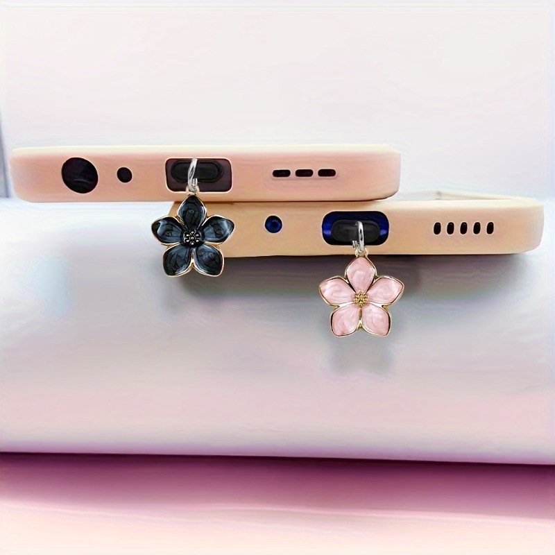 Mobile Tech Accessories - Bonita flor rosa y negra, accesorios